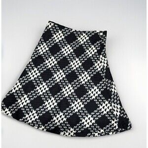 Express Black White Geometric A-line Knee Length Skirt Lambswool Size 13/14